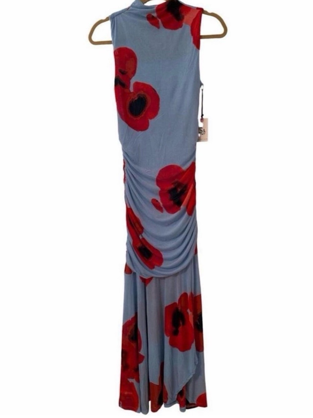 Sincerely Jules Light Blue Maxi Dress with Red Floral Print - Picture 2 of 7